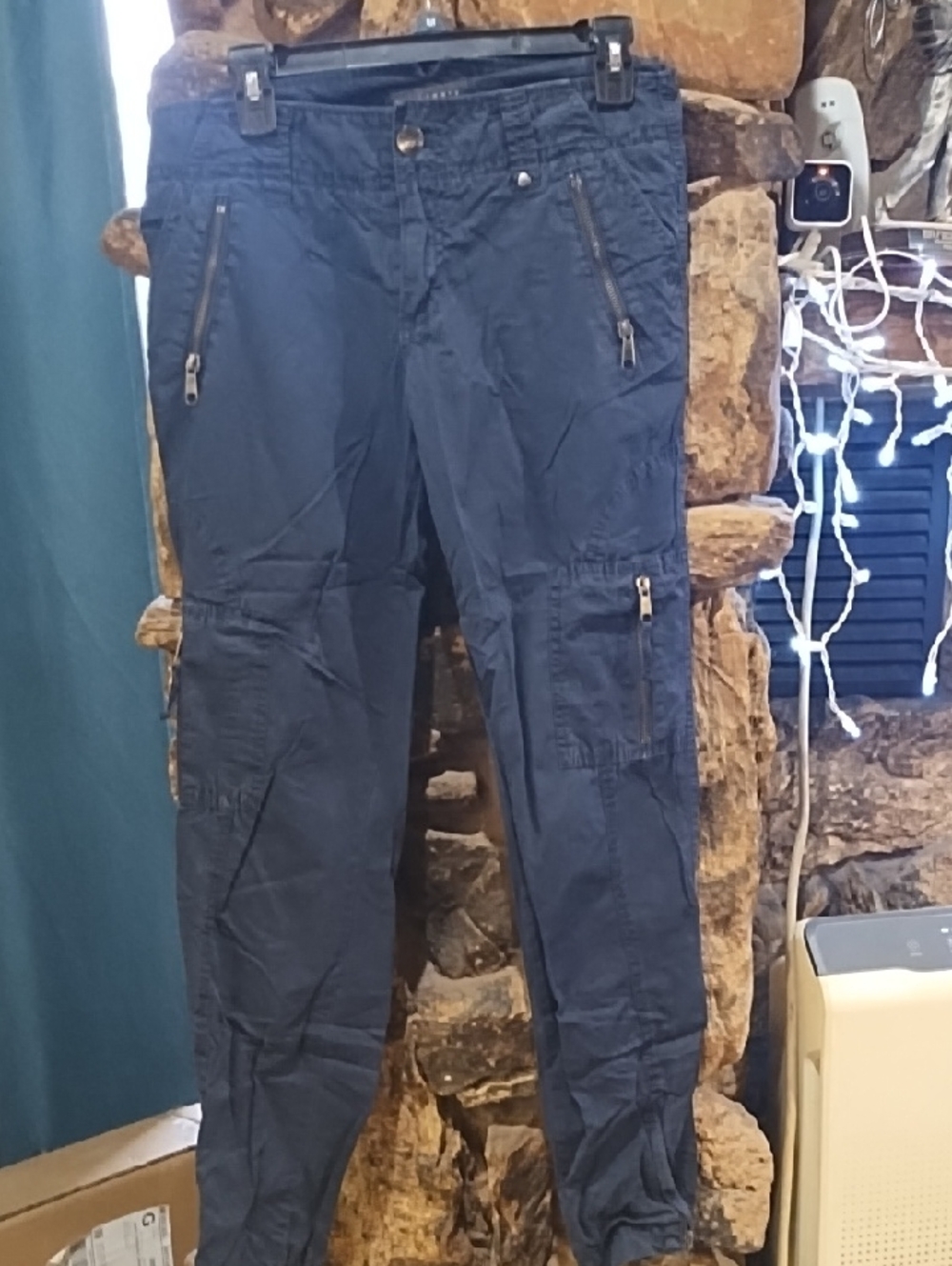 Sanctuary navy utility cargo pants with zip pocket detail